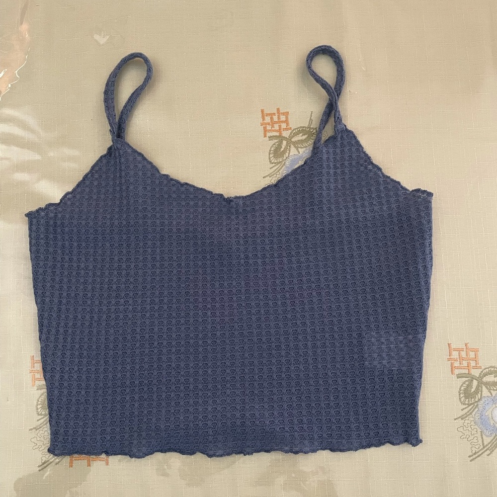SHEIN Lettuce Trim Waffle Knit Crop